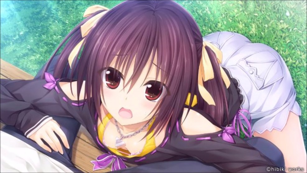 Anime blonde in pantyhose