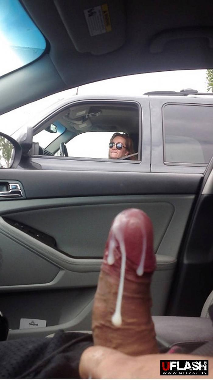 The guy finished from the girl's jerk