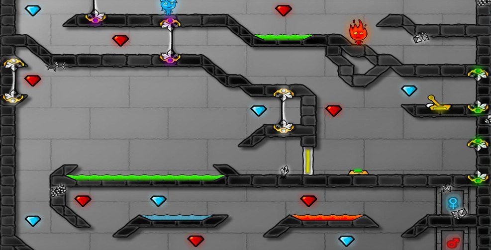 Fire and water light temple