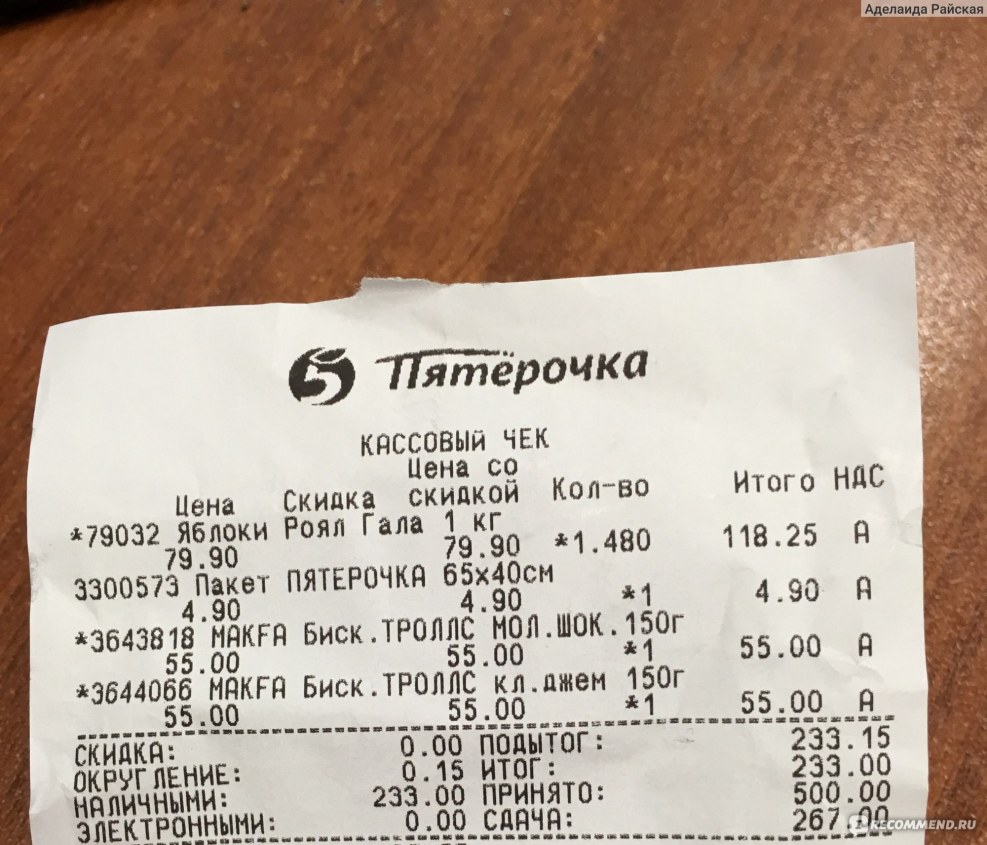 Supermarket Receipt