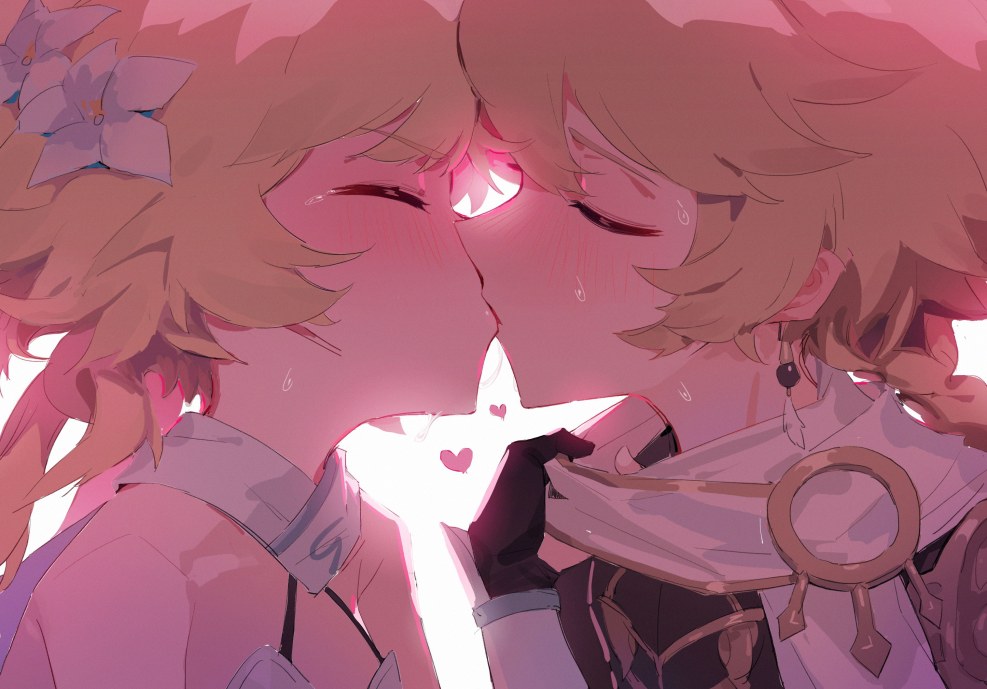 Genshin Impact Aether X Lumine Kiss