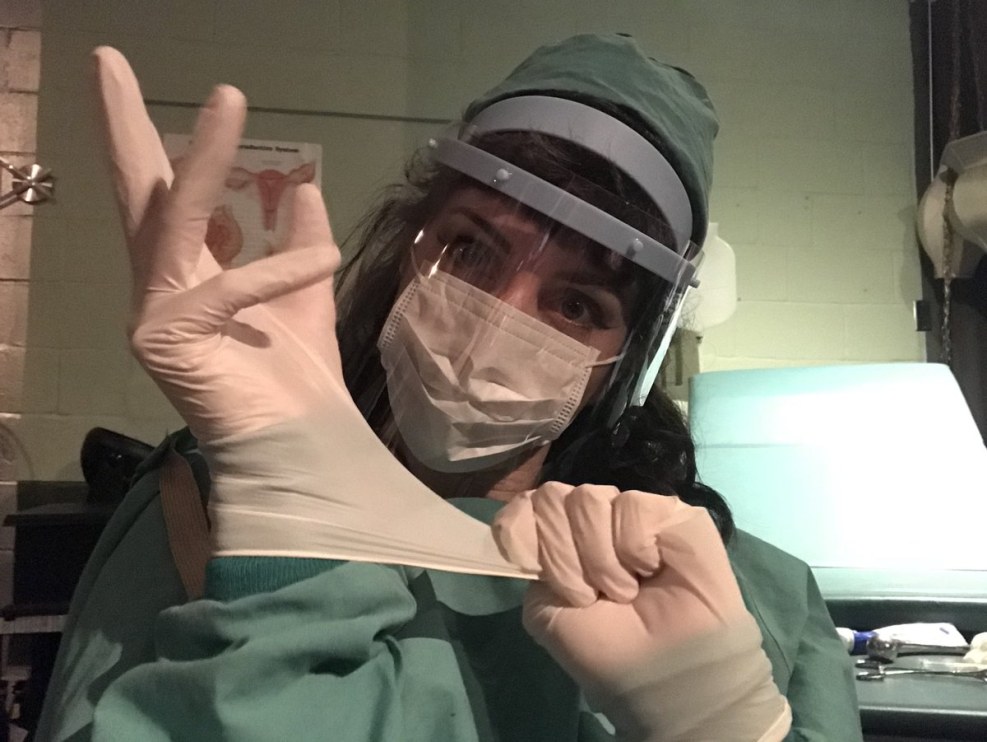 Nylon gloves of handzhob big Dick Kokh in prizika