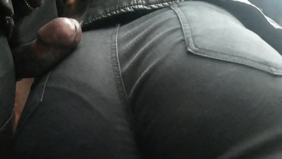 Cum on jeans on the bus