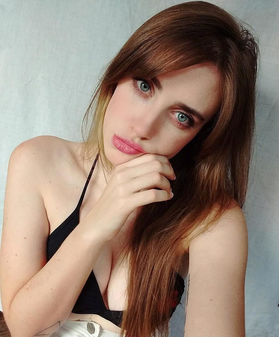 Morgan Lux with pigtails