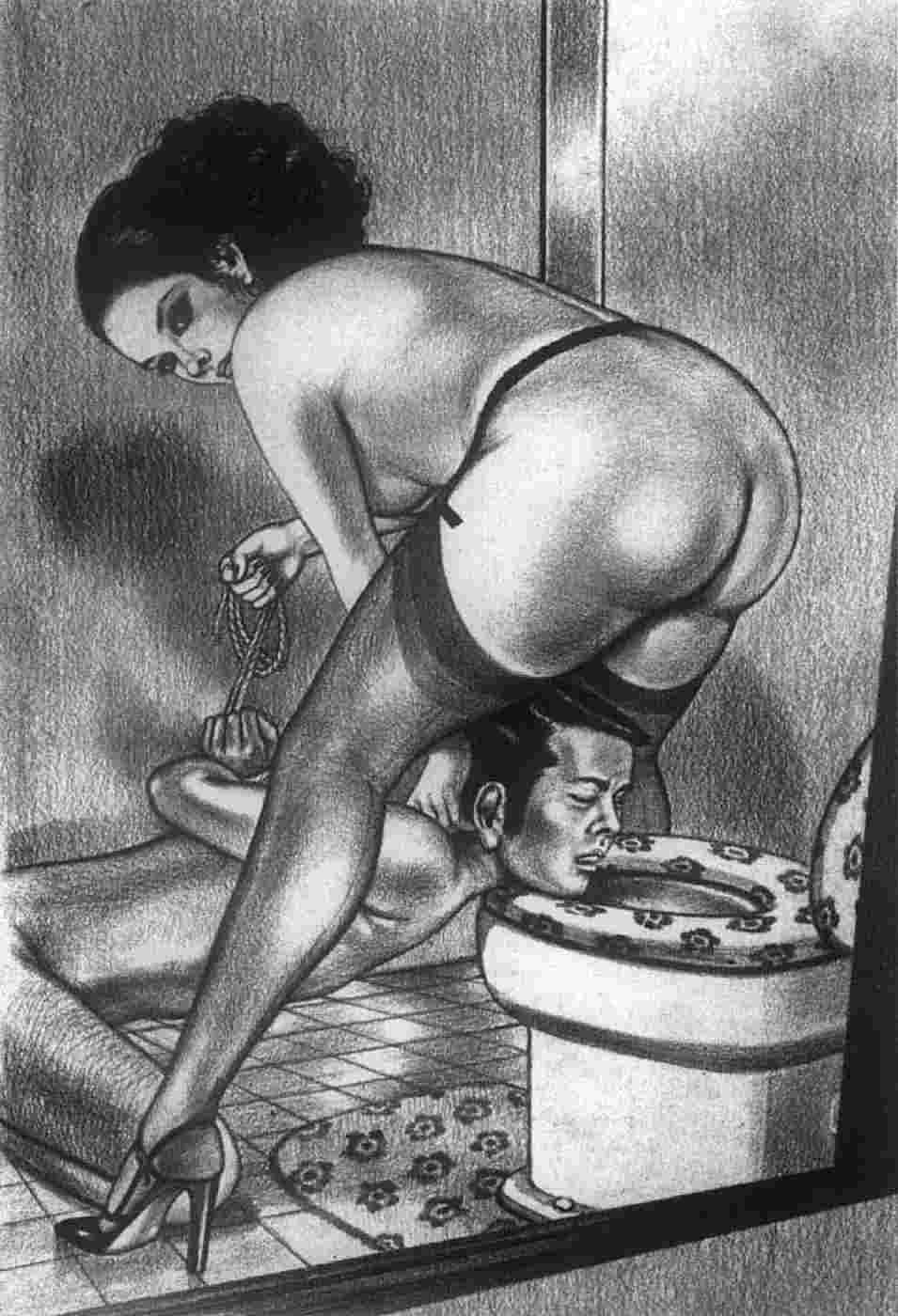 Toilet slave in men's toilet