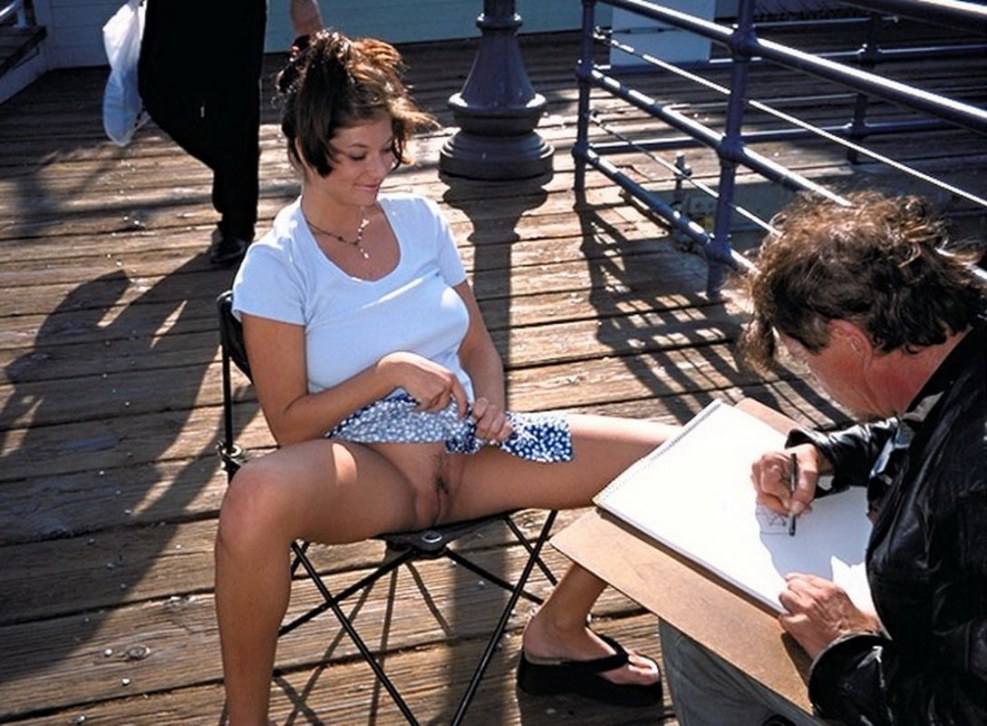 Wife without panties in public