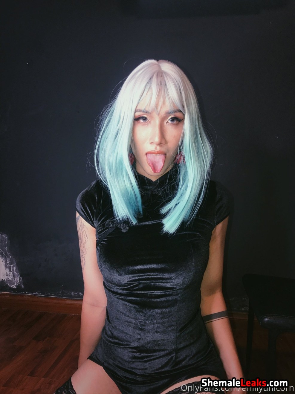 Porn actress with a unicorn