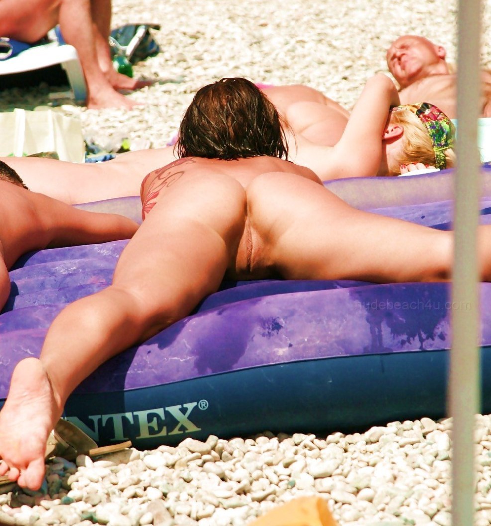 Naked on the beach peeping