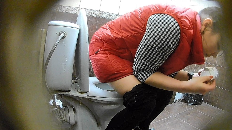 Naked girls in a public toilet