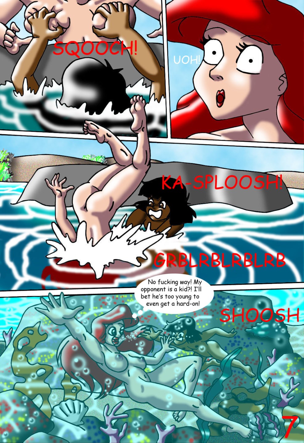 Naked under water hentai