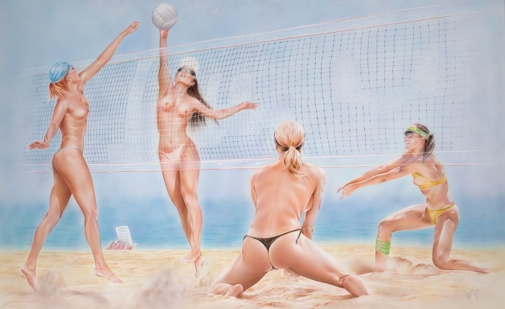 Naked pussies volleyball players on the beach