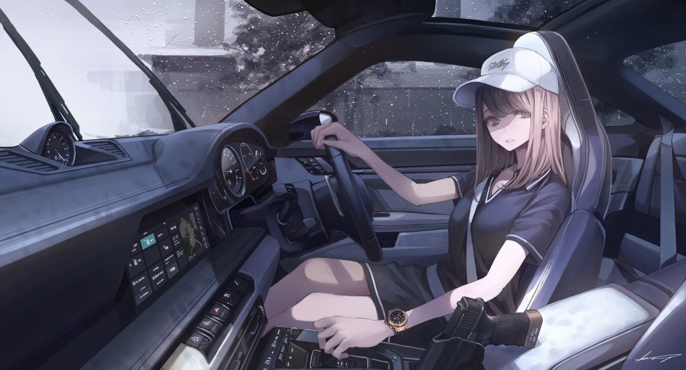 Anime girls and cars