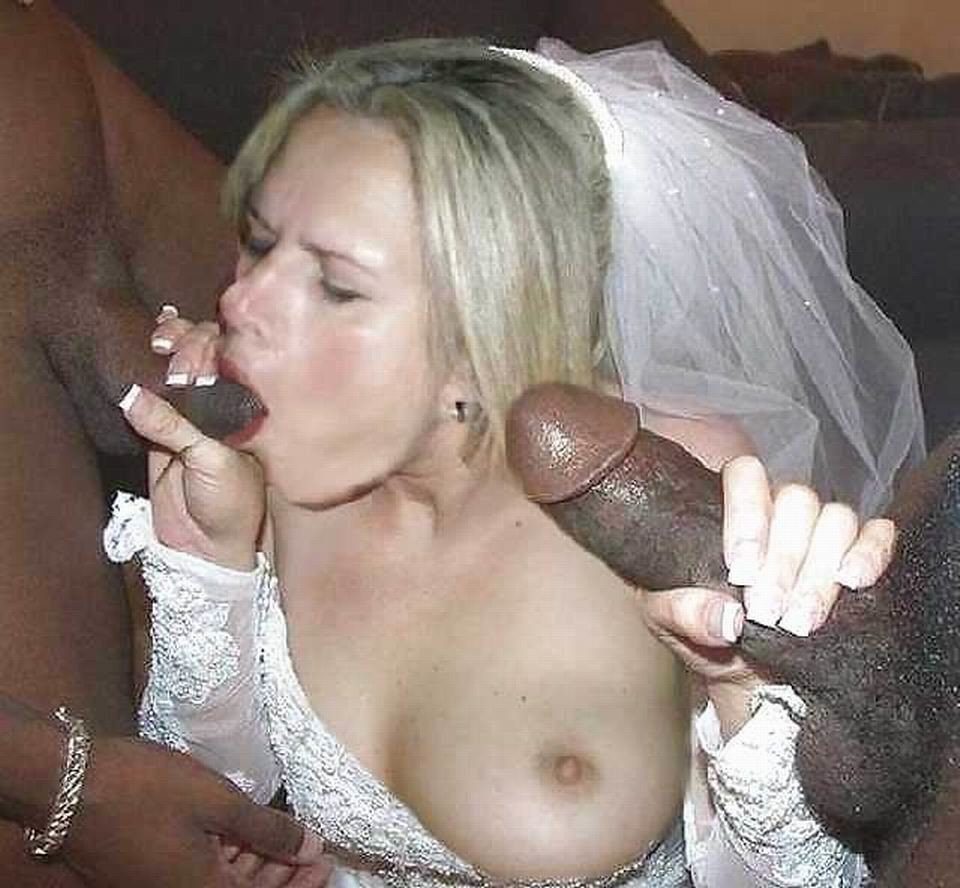 Huge black cock in the mouth of brides