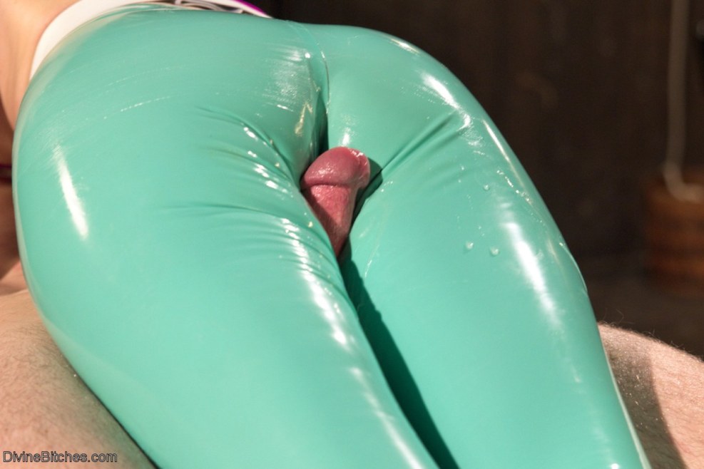 Clothed Chick Mona Wales Tortures a Mans Dick with The Tease of Latex