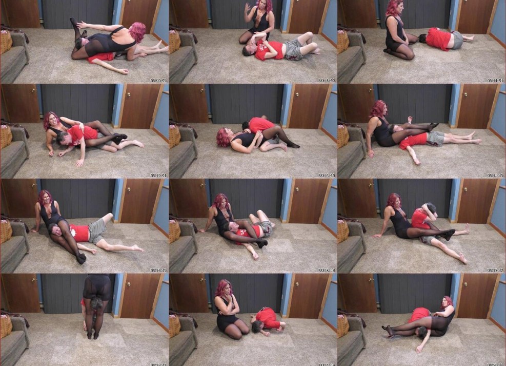 Two mistresses dominate the slave