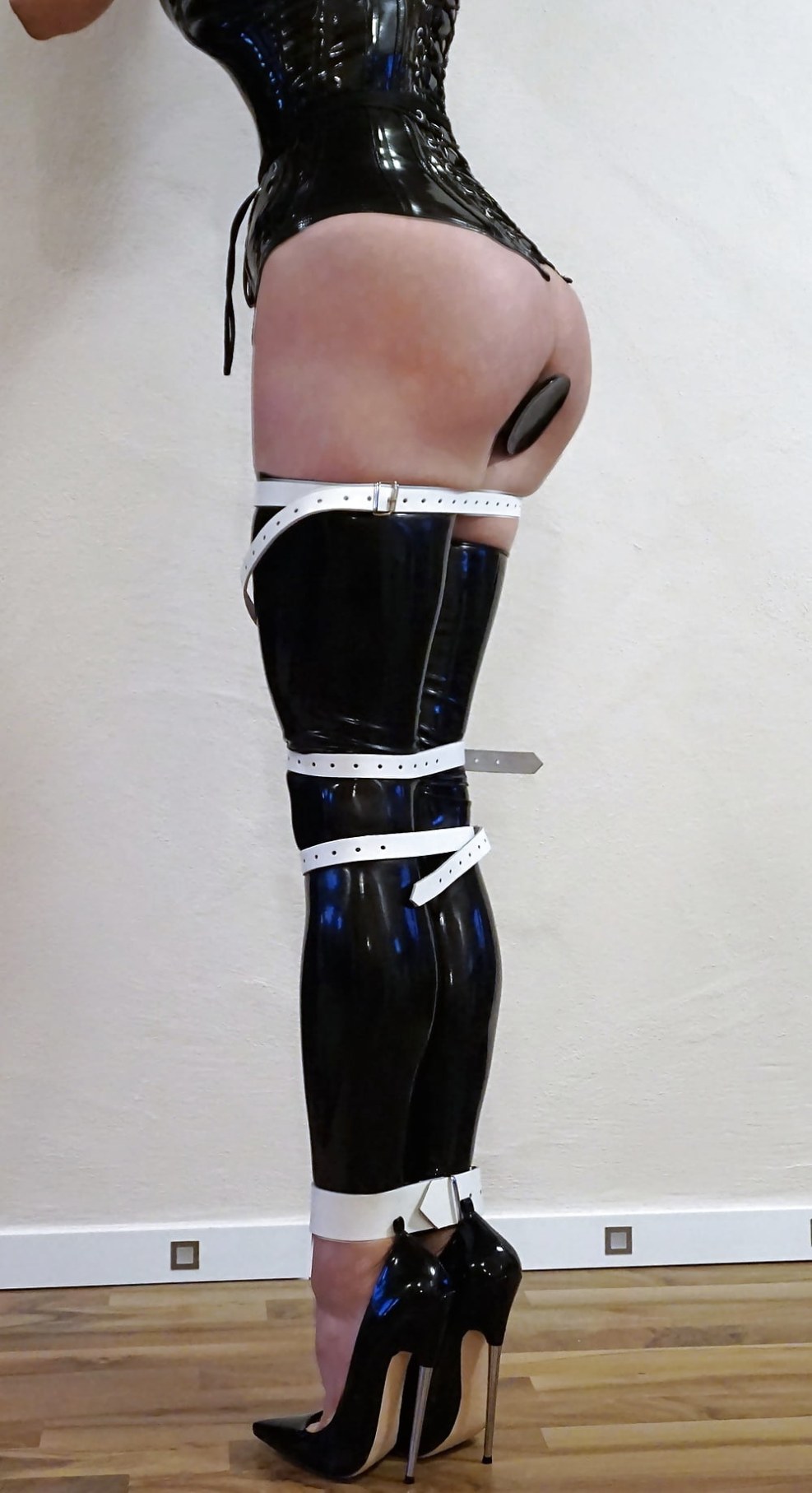 Latex stockings corset bondage