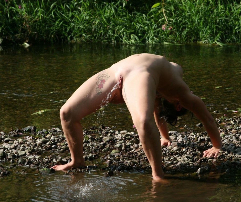 Male pissing in nature naked