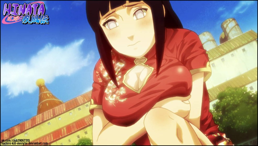 Hinata Hyuuga in a red dress