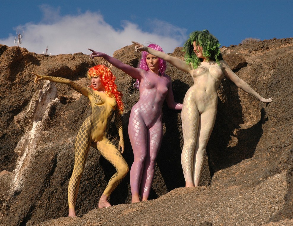 Body art on a nudist beach