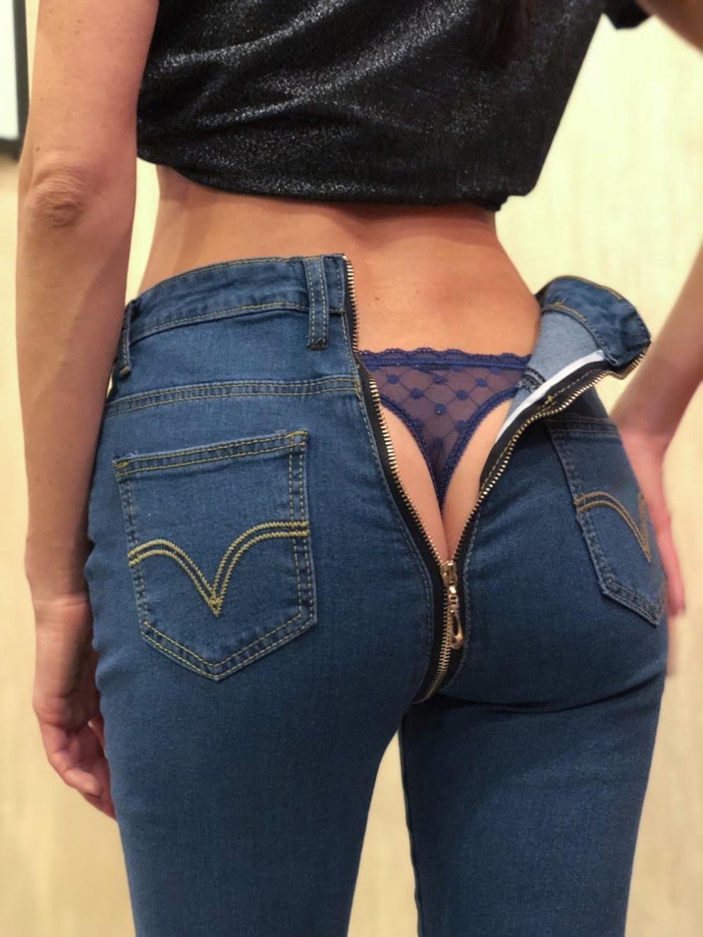 Jeans with a width from behind