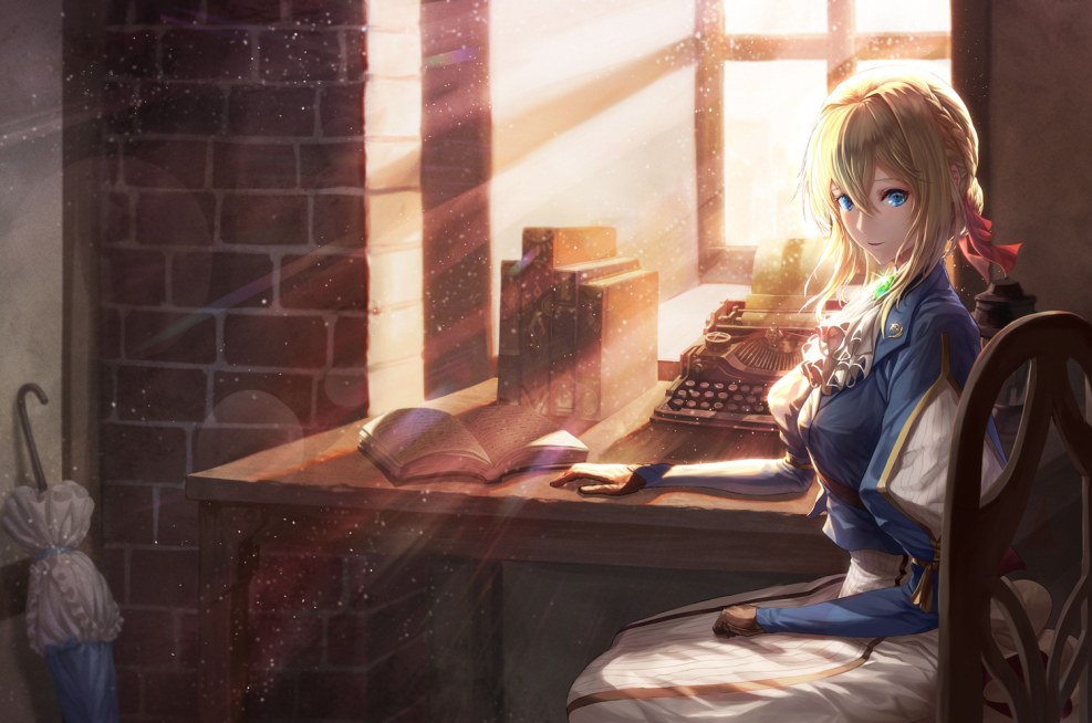 Violet Evergarden with an umbrella