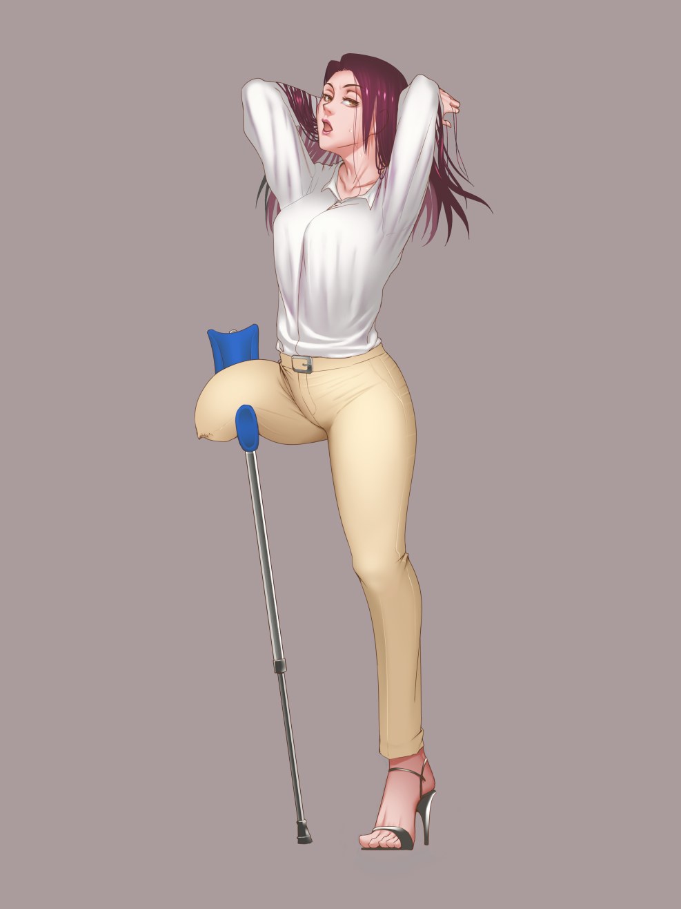 Amputee is one -legged and without hand