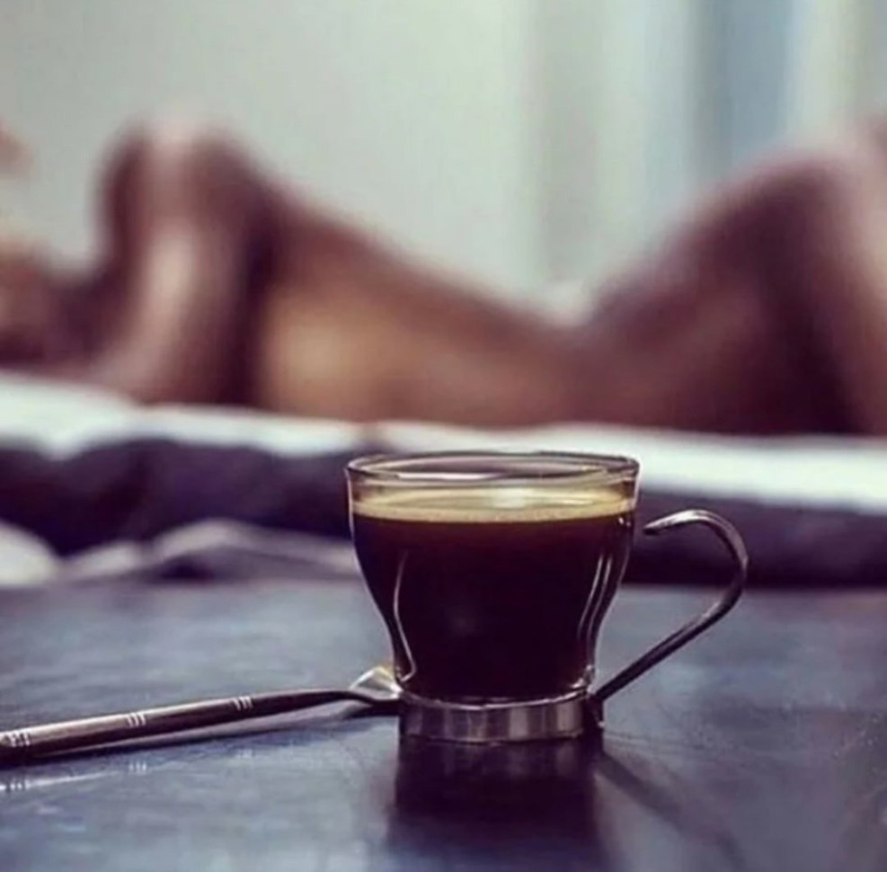 Cup of coffee to bed girl