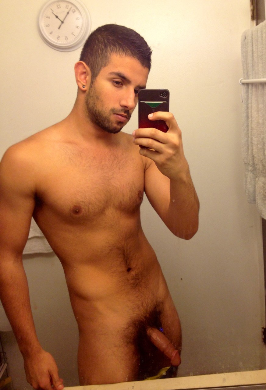 Hairy man without panties selfie