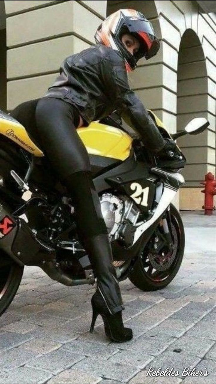 Girls in leggings on motorcycles