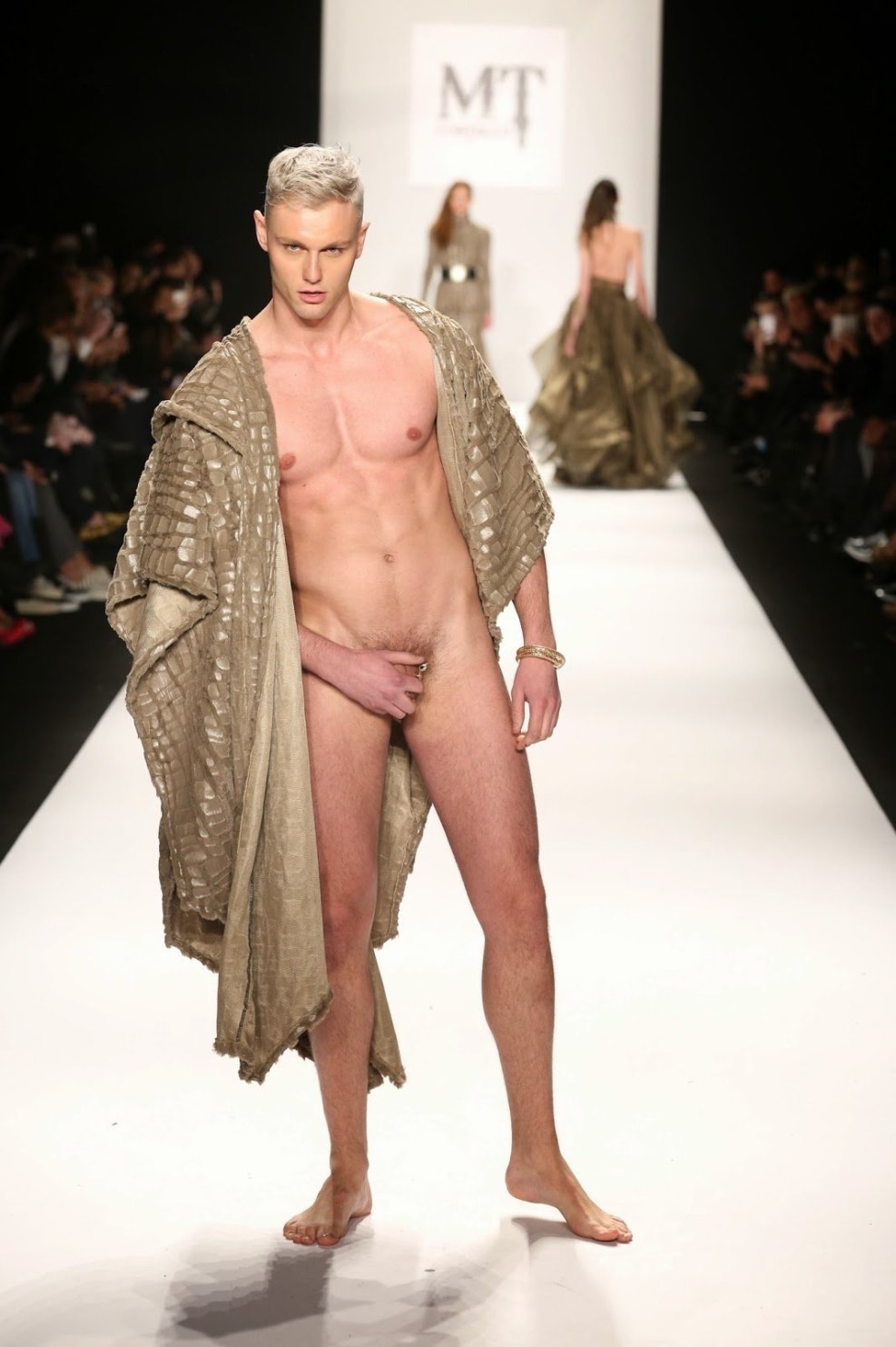 Naked fashion models on the catwalk