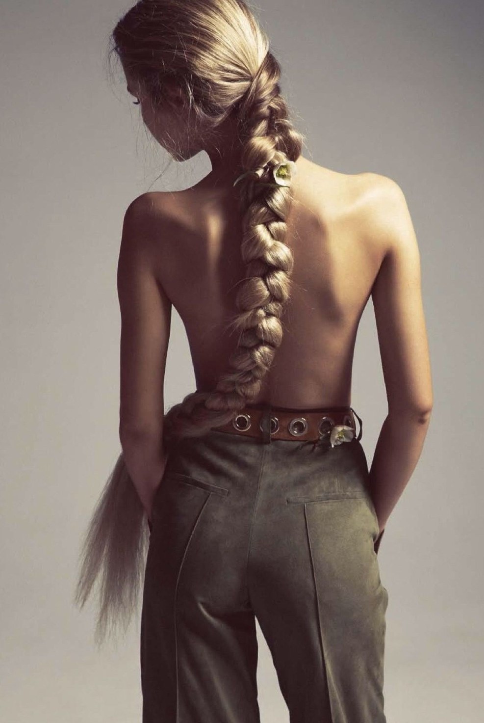 Naked blonde with long hair