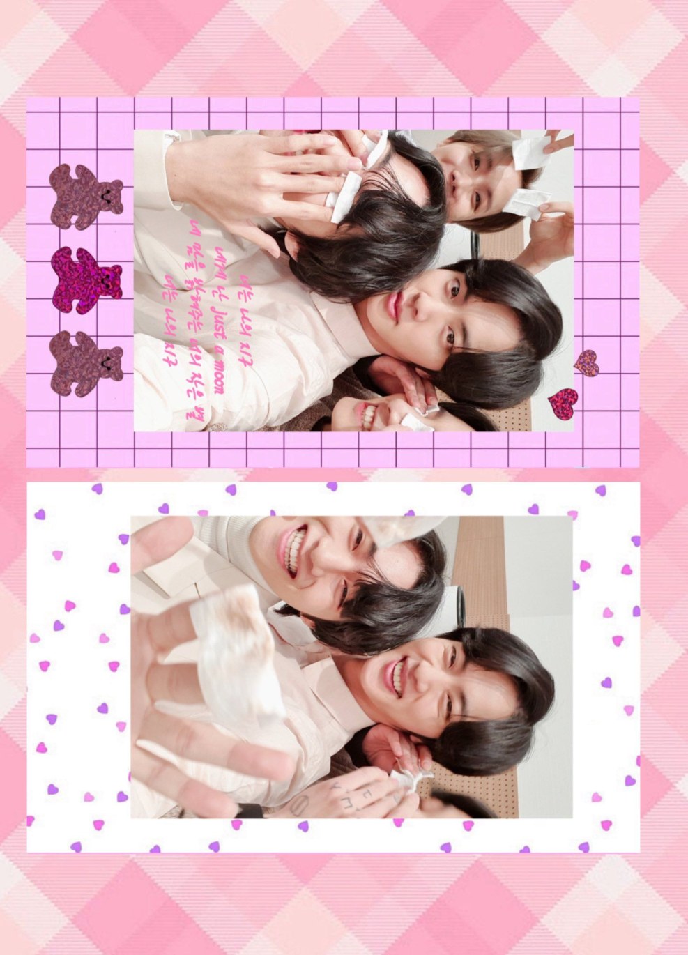 Girl with white hair kisses a guy