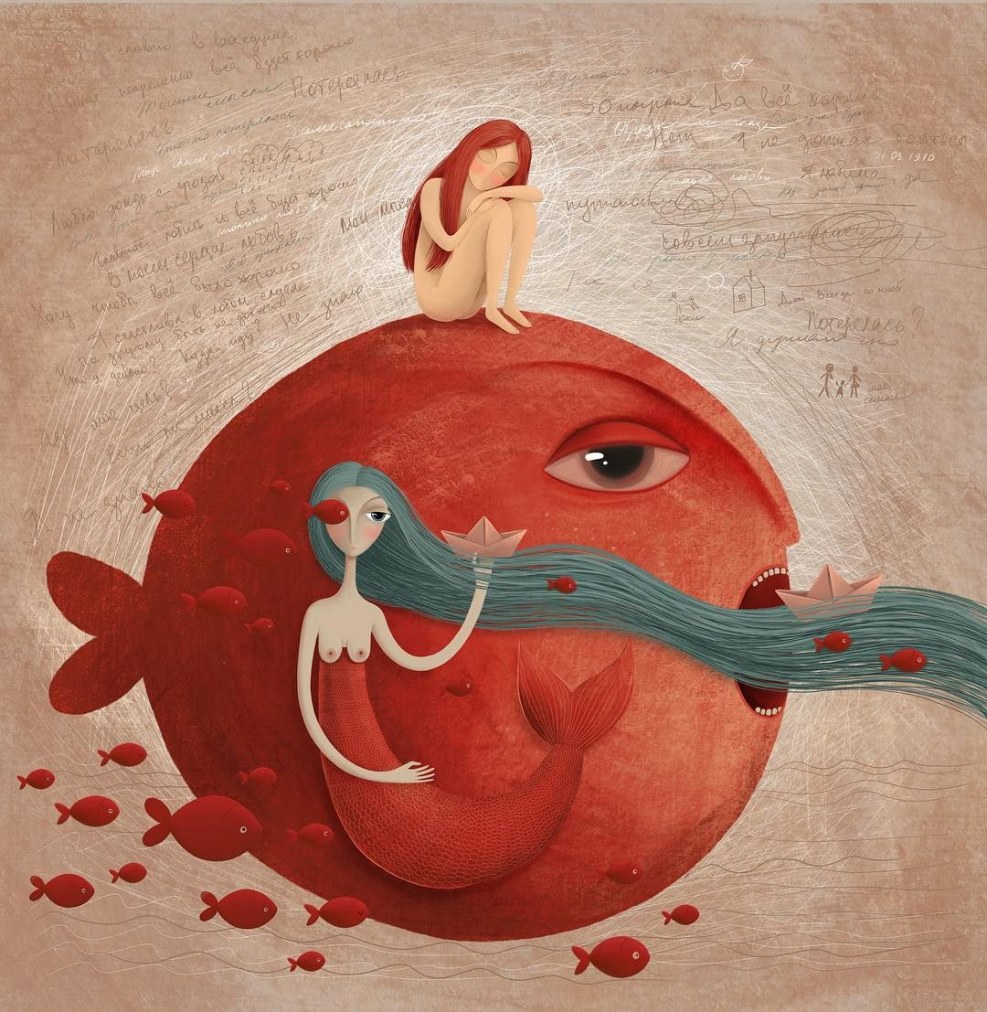 Drawings for a sketchbook dress from leaves