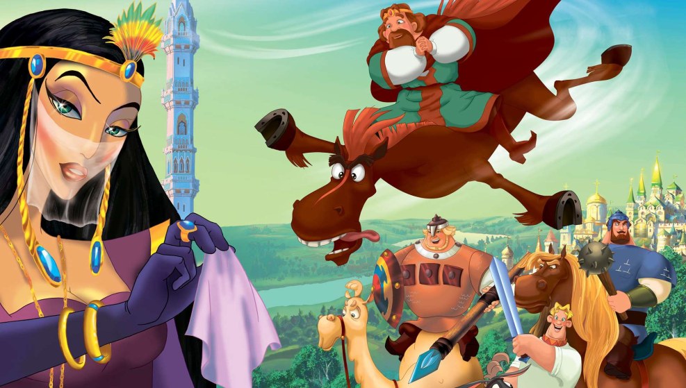 Three heroes and queen of Egypt cartoon