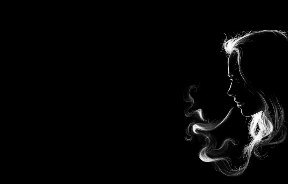 Drawn girl on a black background