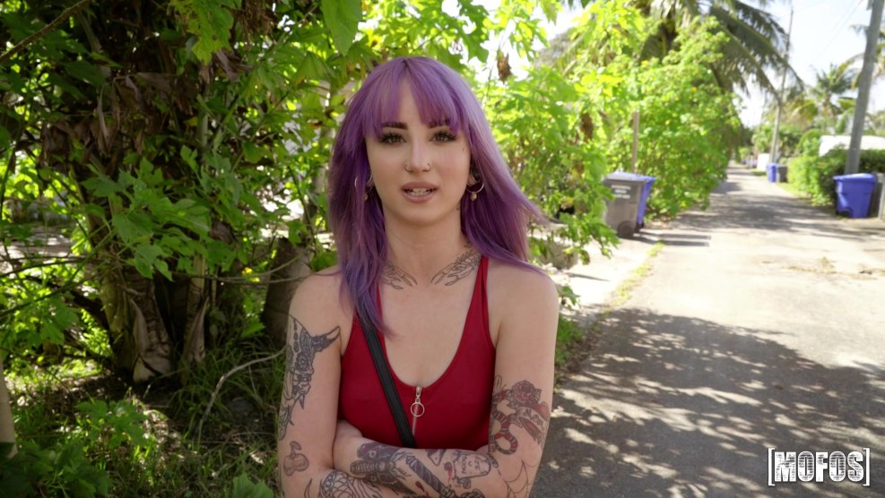 Tatted Purple Haired Hottie Val Steele Takes on Brickzilla