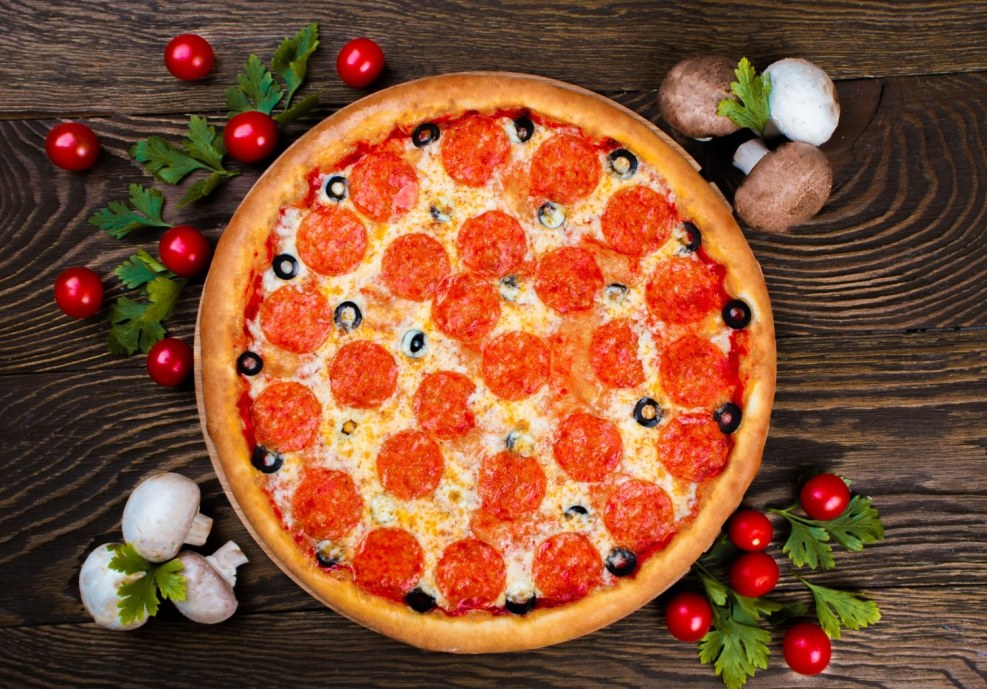 Pizza on a black background