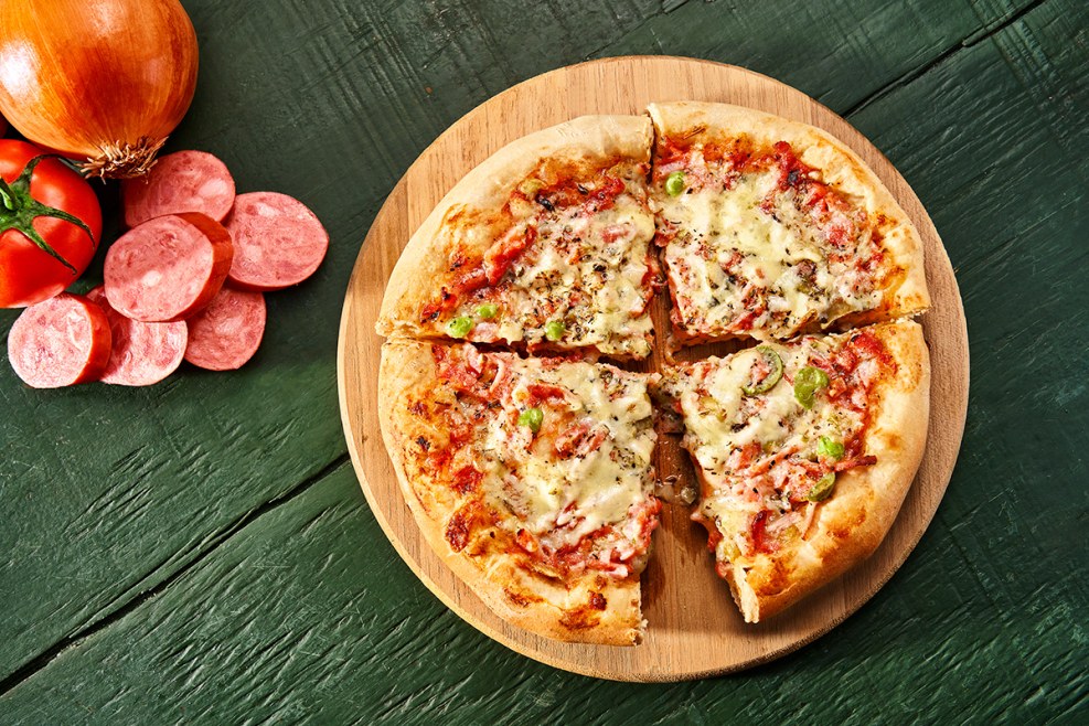 Pizza Hawaiian view from above