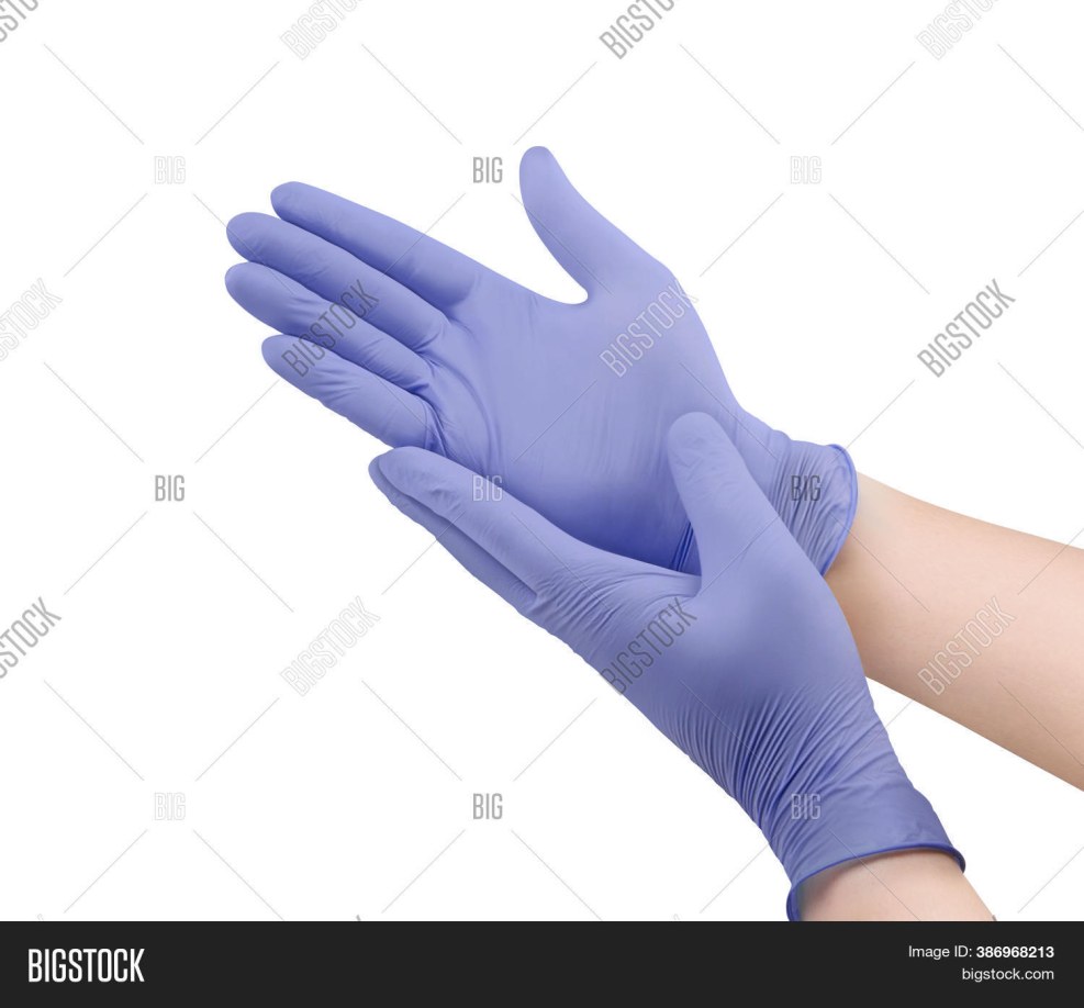Hand in the glove operating gray background