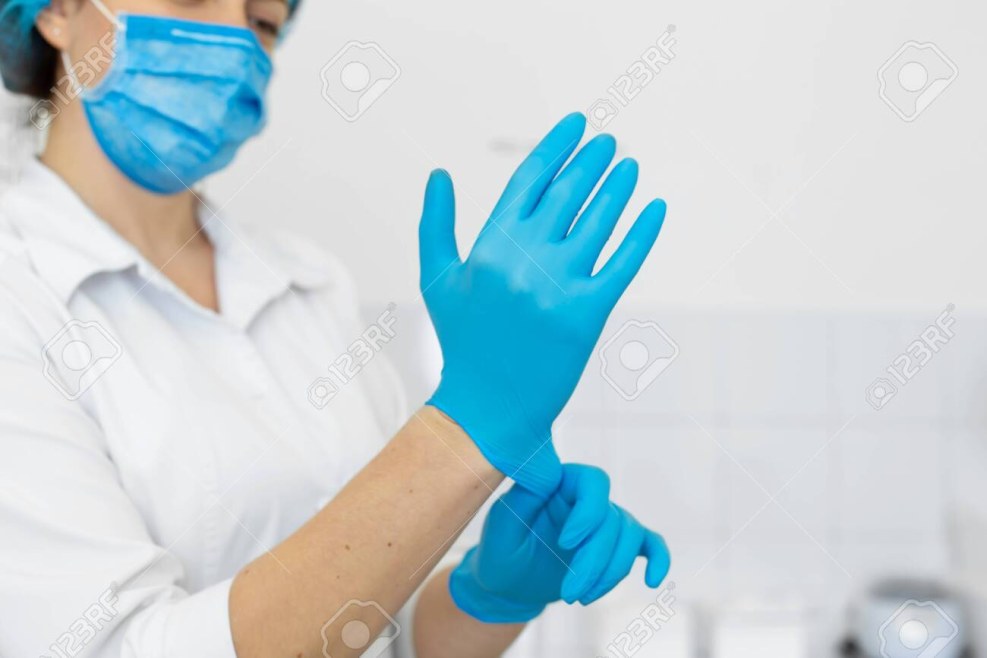 Vinyl medical gloves girl