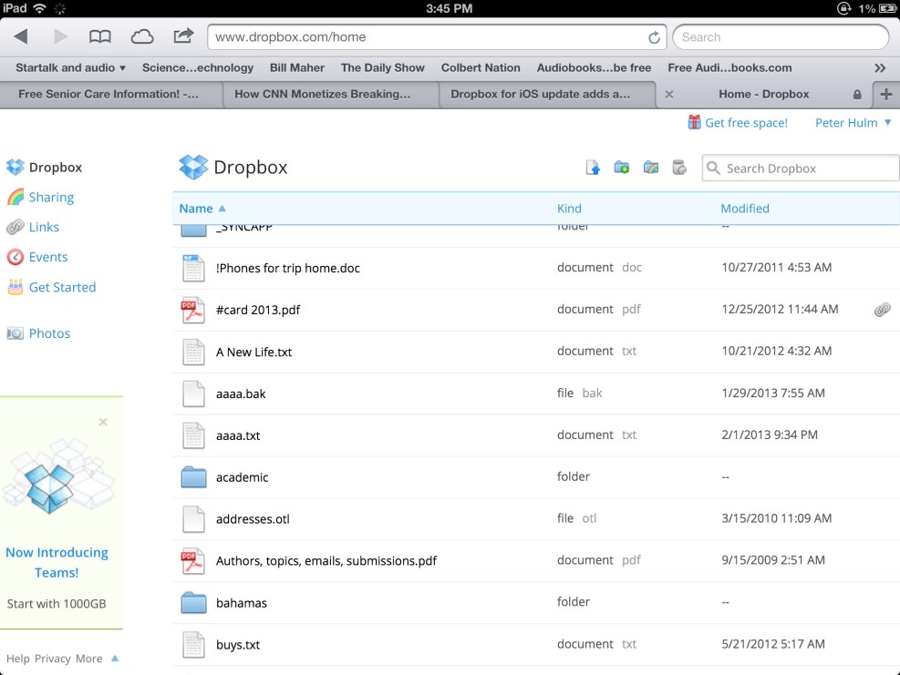 Dropbox on the desktop