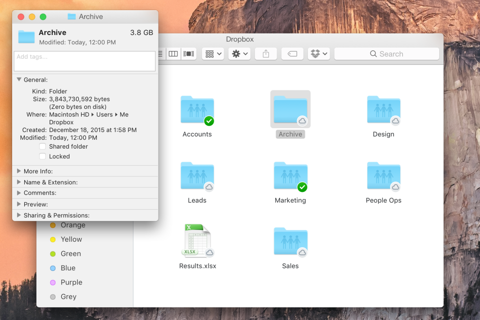 Dropbox in the Finder side menu
