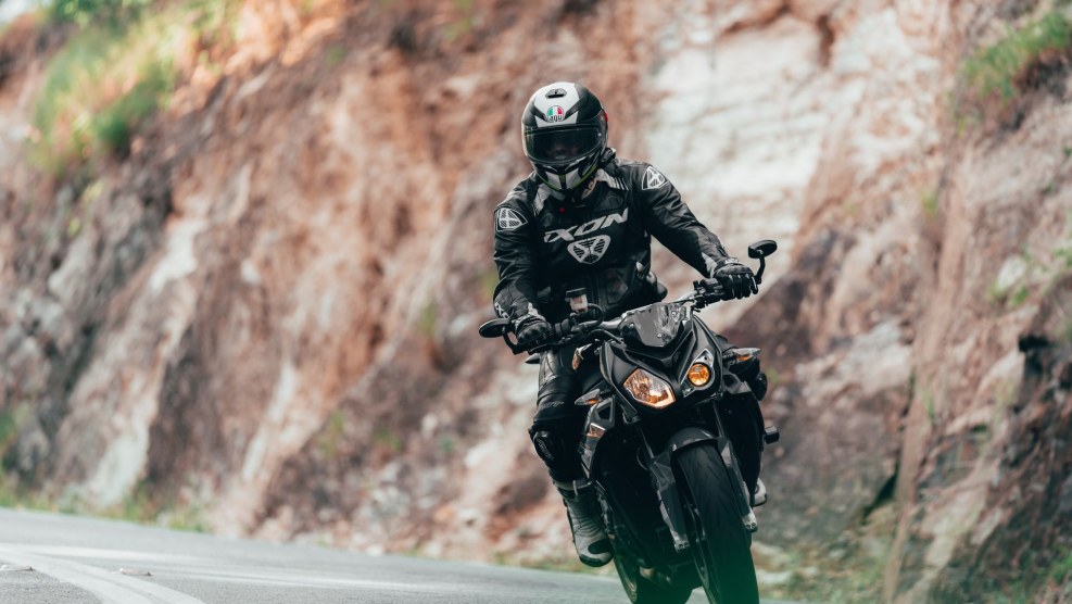 Girl in a motorcycle helmet