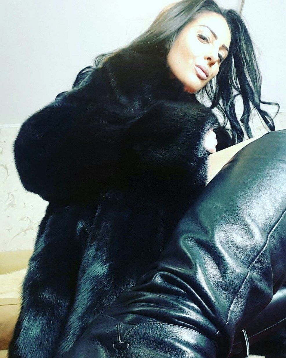 Cindy Crawford in a fur coat