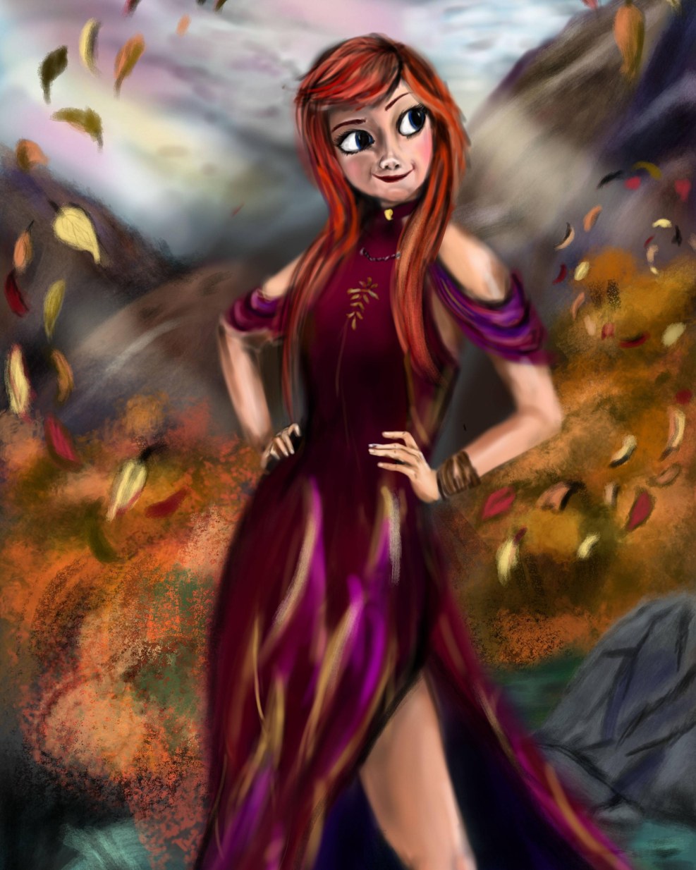 Interior Sketch girl in a field with a hat