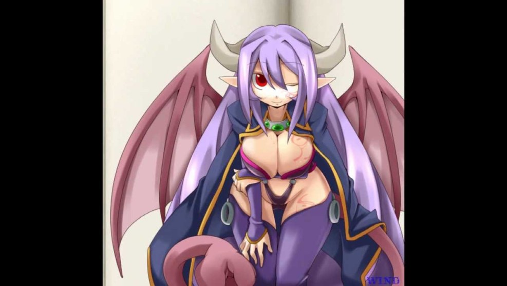 Anime pink -haired girl with a demon tail