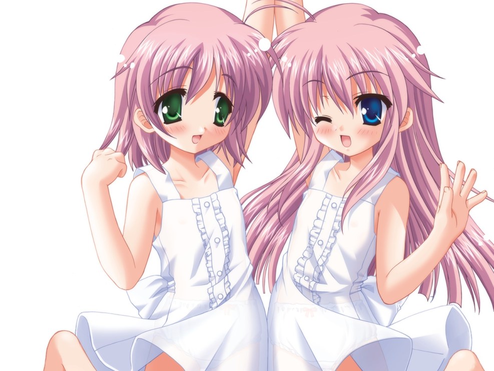Twins small anime girls pink hair