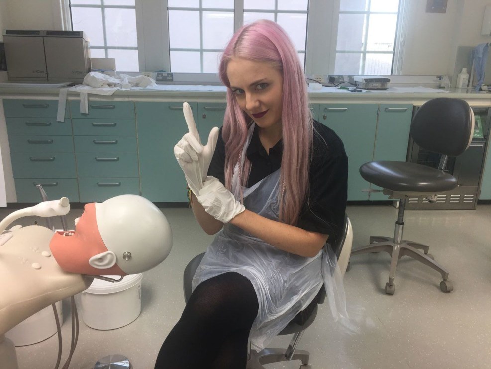 Vinyl gloves in the box of dispenser