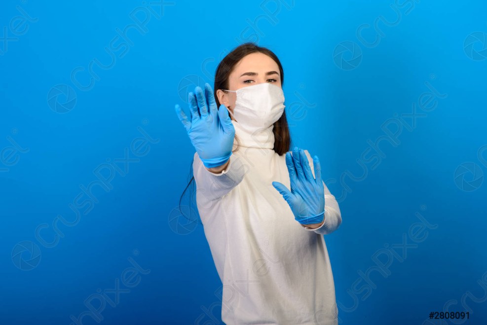 In mask and gloves