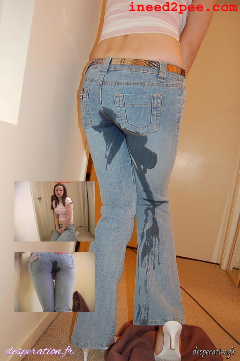 Blonde toilet jeans piss